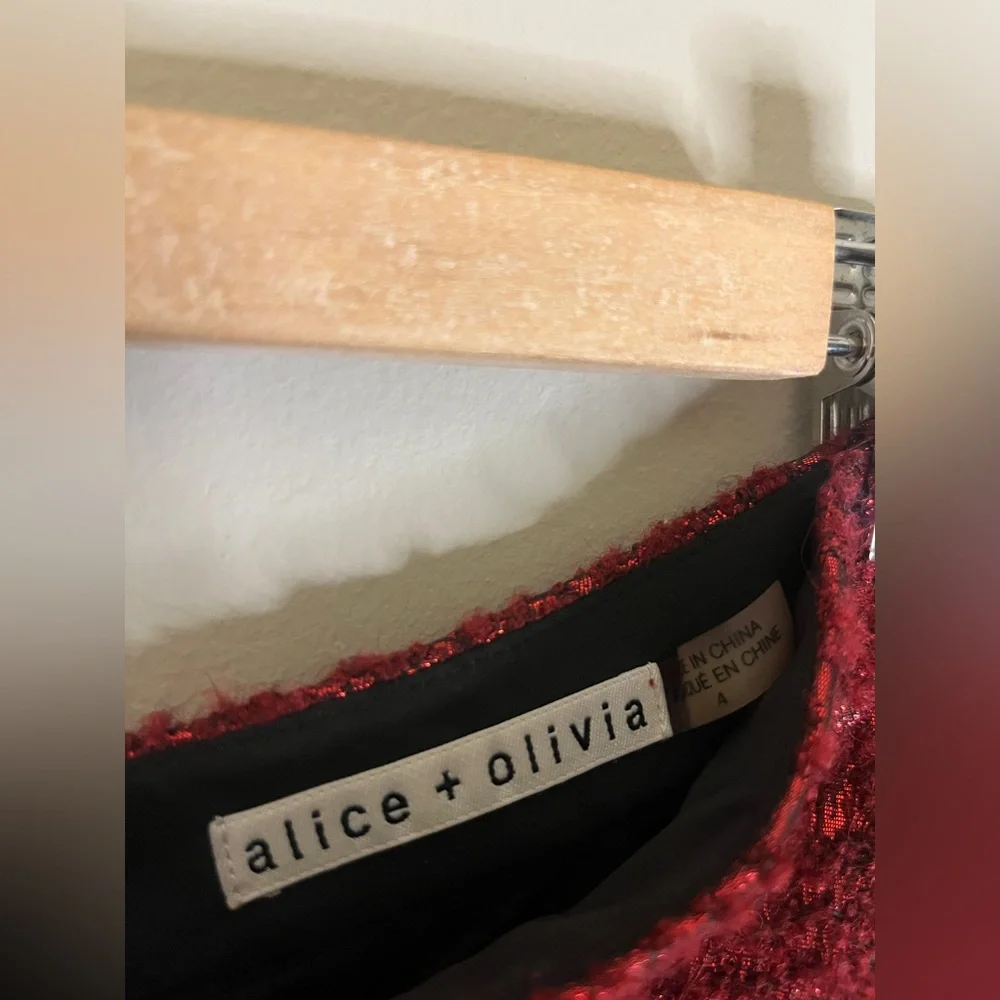 Alice + Olivia Burgundy Skater Skirt - Picture 3 of 5